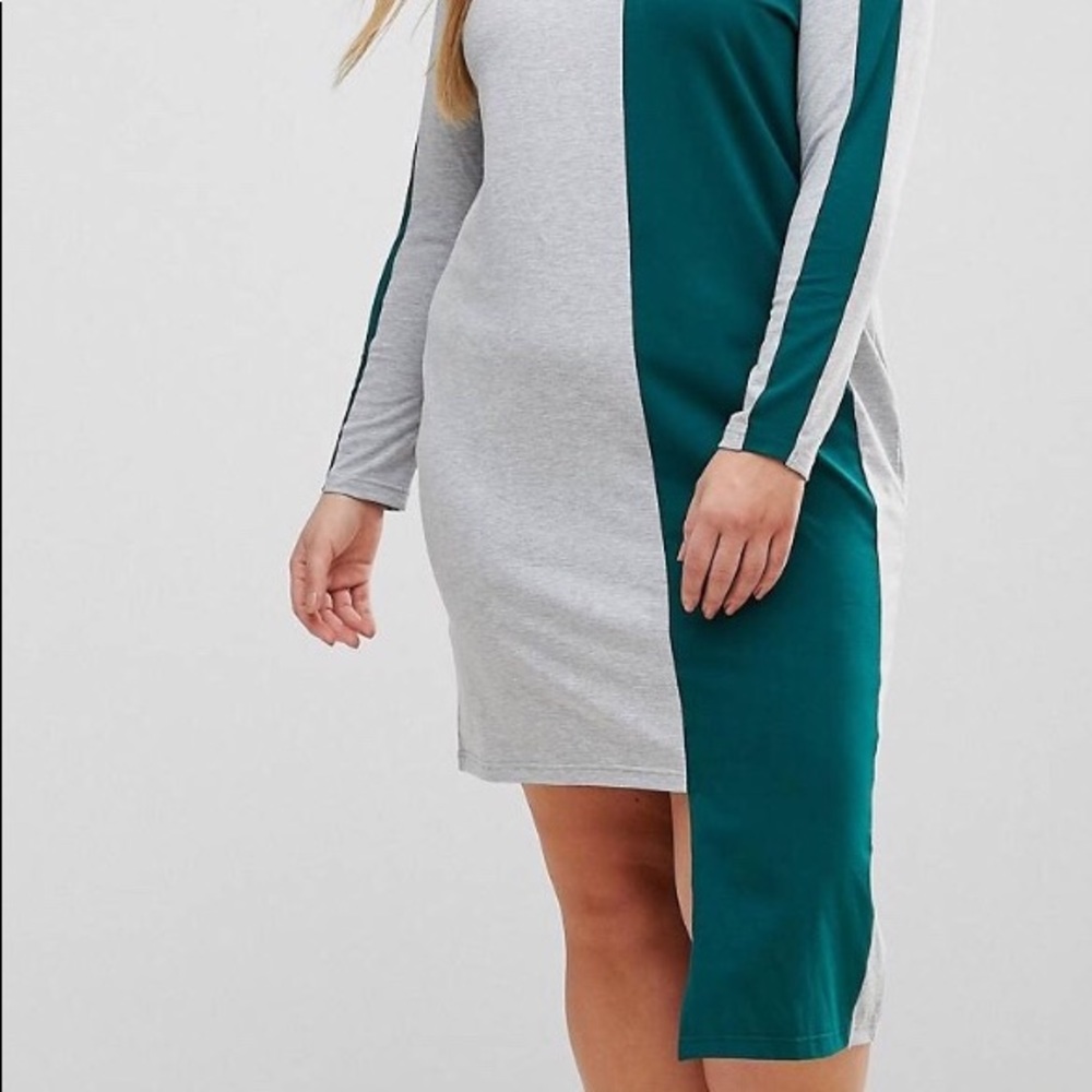Asos Curve Color Block Asymmetrical Shirt Dress - image 3